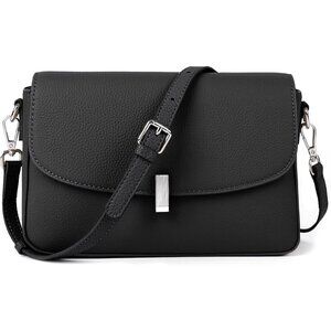 Women Black Faux Leather Imported Zipper Purses Adjustable Strap Crossbody Bags